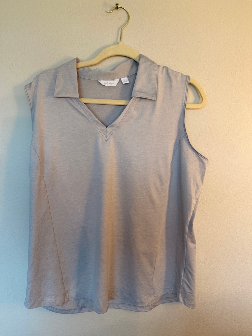 Lady Hagen Women's XL Gray Sleeveless Golf Polo Collared V Neck Stretch